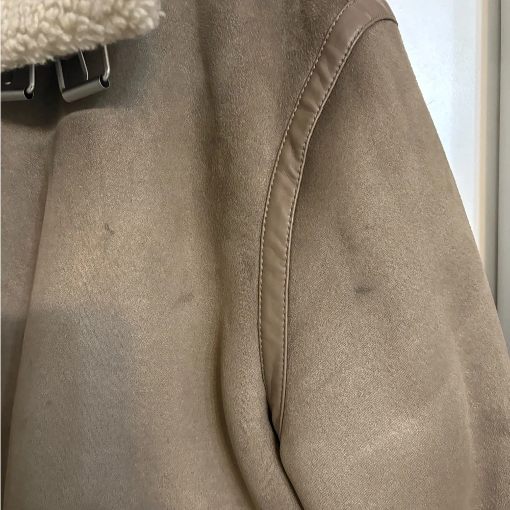 Zara Tan Shearling Collar Jacket - Picture 9 of 11